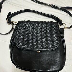 Antik Kraft Black Medium Woven Crossbody Bag